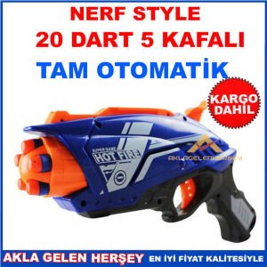NERF STYLE 20 DART OTOMATİK 5 KAFALI TABANCA