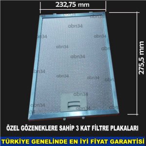 Alüminyum Davlumbaz Filtresi 232.7x275.5mm Ankastre Filtresi 23x27cm Alüminyum Kartuş Filtre abn34