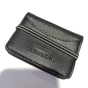 Suni Deri Dik Oval Lastikli 20 Kartlık Kredi Kartı Cüzdanı 10 cm x 8 cm
