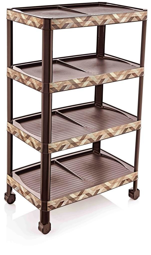Ultra Lüks Model Laminant Desenli 4 Katlı Demonte Ayakkabılık 48x28 h:80cm 8 Çift Ayakkabı İçin