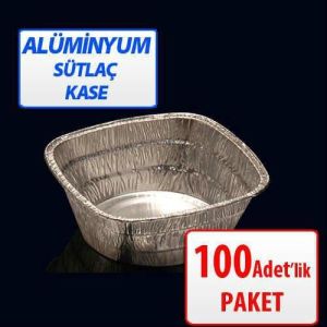 100 ADET KARE ALÜMİNYUM SÜTLAÇ KASE 10x10cm 240gr AŞURE KABI