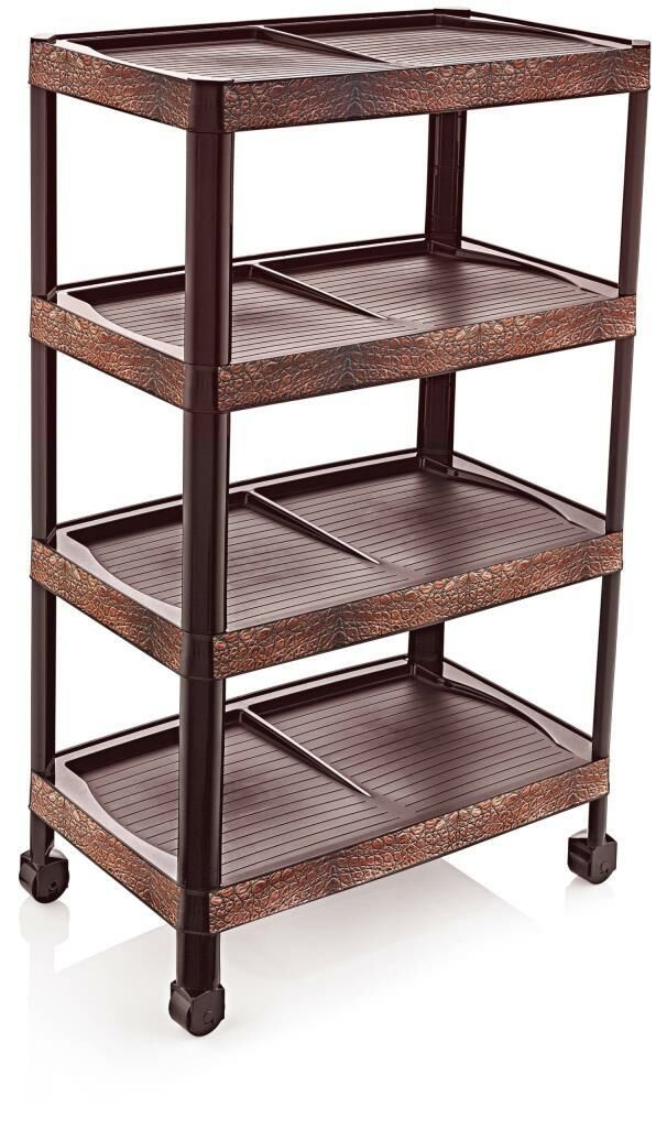 Ultra Lüks Model Deri Desenli 4 Katlı Demonte Ayakkabılık 48x28 h:80cm 8 Çift Ayakkabı İçin