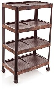 Ultra Lüks Model Deri Desenli 4 Katlı Demonte Ayakkabılık 48x28 h:80cm 8 Çift Ayakkabı İçin