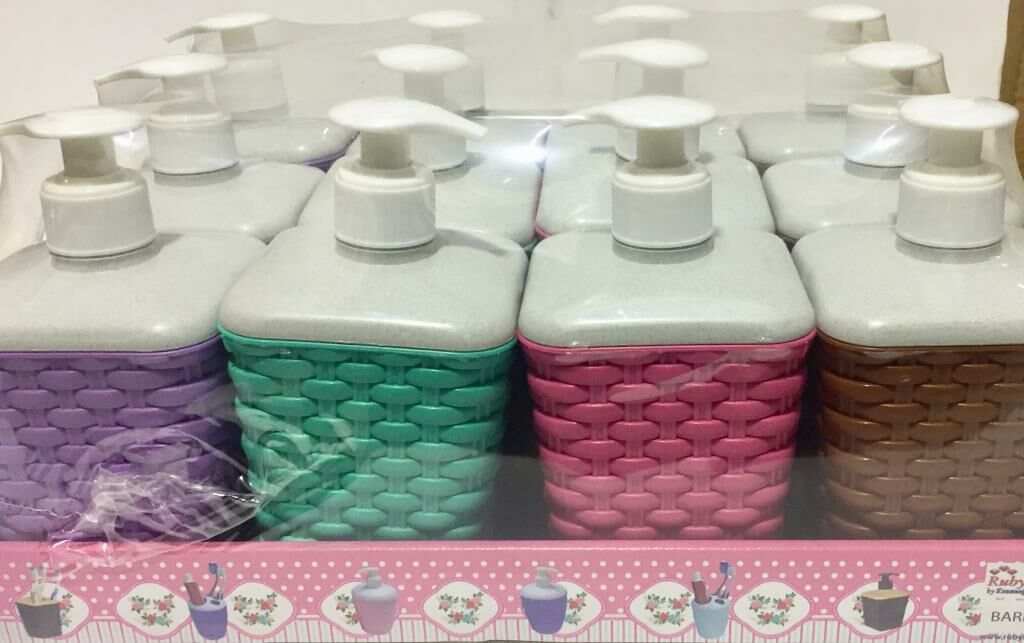 1 Adet 380ml Kapasiteli  Hasır Desenli Sıvı Sabunluk Şık Görünüm