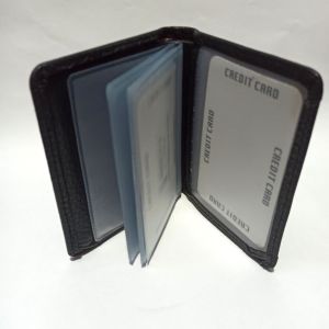 Karalı Hakiki Deri 20 Kartlık Kredi Kart Cüzdanı 10 cm  X  8 cm