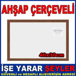 40x30cm AHŞAP ÇERÇEVELİ MELAMİN YAZI TAHTASI