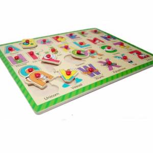 İngilizce Harf ve Kelime Öğreten ve Zeka Geliştiren Ahşap Puzzle