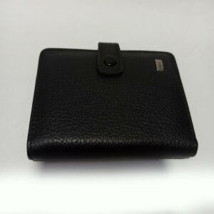 Karalı Hakiki Deri Çıtçıtlı 20 Kartlık Kredi Kart Cüzdanı 10 cm X 8 cm