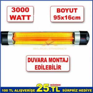Merttuğ 3000W Maximum Verimli İnfrared Soba Tavana,Duvara Monte Ufo Tipi Elektrikli Isıtıcı Soba abn