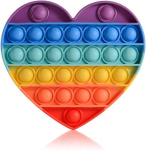 Kalp Gökkuşağı Push Pop - Pop It Push Bubble Fidget Özel Pop Duyusal Oyuncak Zihinsel Stres
