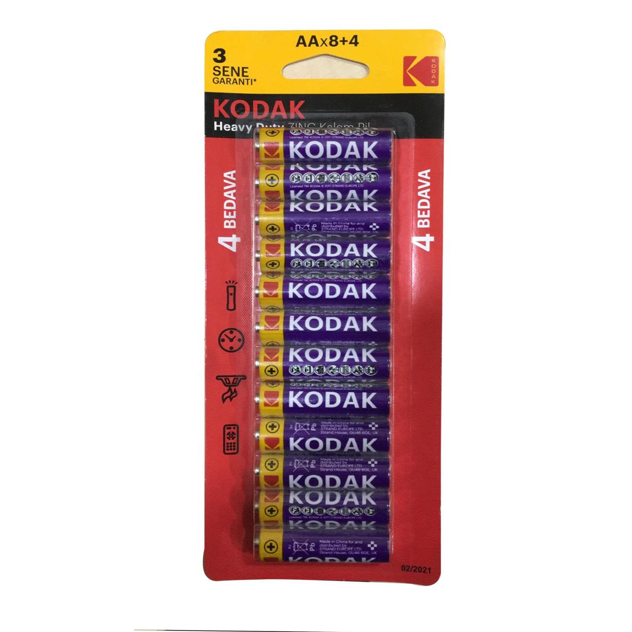 Kodak KAAAHZ-8+4 Çinko Karbon Blister Pil - 12 Adet