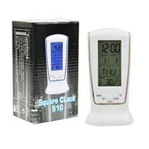 Led Aydınlatmalı, Alarm ve Termometre Özellikli Dekoratif Masa Saati Square Clock DS-510