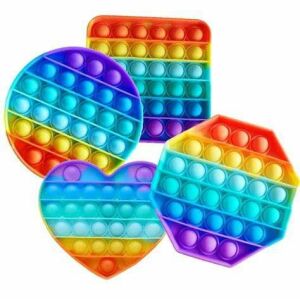 Rengarenk %100 Silikon Stres Alıp Rahatlatan Gökkuşağı Pop it Push Bubble Fidget Duyusal Zihin Oyunu