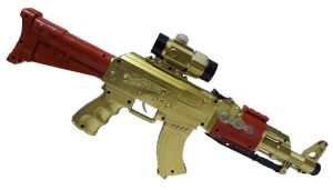 50cm Uzunlukta Boncuklu Lazerli Işıklı Oyuncak Altın Rengi AK-47 Sağlığa Zararsız Maddeden Üretim