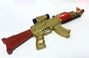 50cm Uzunlukta Boncuklu Lazerli Işıklı Oyuncak Altın Rengi AK-47 Sağlığa Zararsız Maddeden Üretim