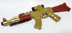 50cm Uzunlukta Boncuklu Lazerli Işıklı Oyuncak Altın Rengi AK-47 Sağlığa Zararsız Maddeden Üretim