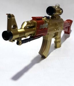 50cm Uzunlukta Boncuklu Lazerli Işıklı Oyuncak Altın Rengi AK-47 Sağlığa Zararsız Maddeden Üretim