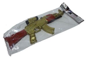 50cm Uzunlukta Boncuklu Lazerli Işıklı Oyuncak Altın Rengi AK-47 Sağlığa Zararsız Maddeden Üretim