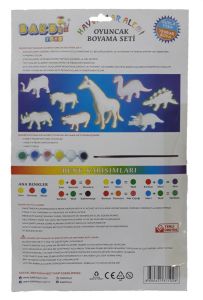 6 Adet Renk ve Boyama Fırçası ile Boyanabilir 4 Dinozorlu Set