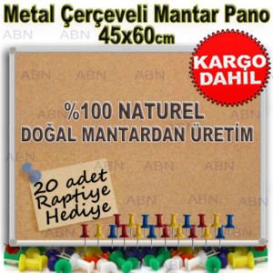 DUVARA MONTE METAL ÇERÇEVELİ MANTAR PANO 45x60cm SAĞLAM ALÜMİNYUM ÇERÇEVELİ DOĞAL MANTARDAN ÜRETİM