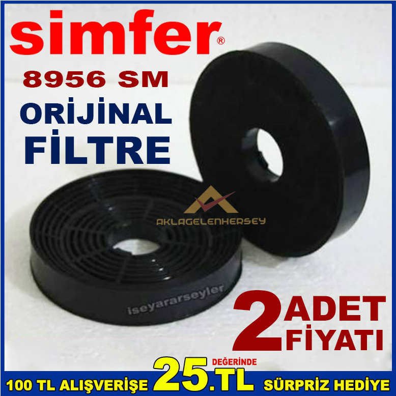 SİMFER 8956 SM ANKASTRE DAVLUMBAZ FİLTRESİ SILVERLINE 8956 SM ASPİRATÖR KARBON FİLTRE