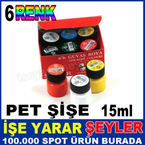 6 ŞİŞE KARIŞIK RENK GUAJ BOYA SÜDOR 6lı NON-TOXIC PET GUAJ BOYA SETİ 1.Kalite Guaj Boyama Sanat Seti