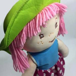 Bez Bebek Orlon Saçlı Yumuşak Dolgu Malzemeli Peluş Bebek 58 cm
