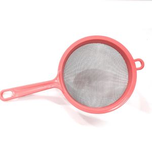 PLASTİK SAP, PASLANMAZ ÇELİK GÖVDE, 17 CM ÇAP, 19 CM SAP UZUNLUĞU,  SÜT VE SIVI SÜZGECİ PEMBE