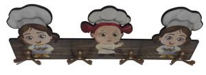 Aşçı Desenli 37x13x2cm Boyutlarında 8 Kancalı Kepçe Askılığı