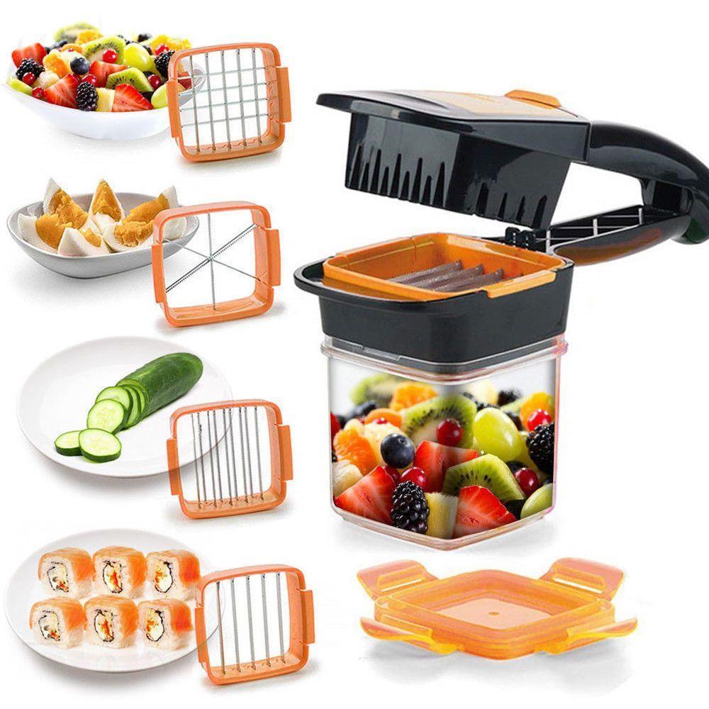 Hazneli Doğrayıcı ve Dilimleme Aparatı Nicer Dicer Quick 5 in 1 Pratik Sebze Meyve Doğrayıcı Seti