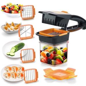 Hazneli Doğrayıcı ve Dilimleme Aparatı Nicer Dicer Quick 5 in 1 Pratik Sebze Meyve Doğrayıcı Seti
