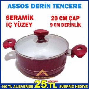 Assos 20 Cm Seramik İç Yüzeyli Derin Tencere