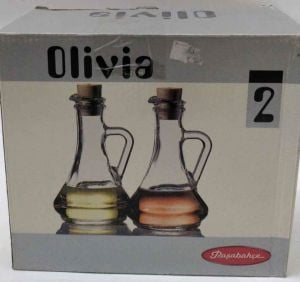 Paşabahçe Olivia 2 Adet Cam Yağdanlık Ve Sirkelik Mantar Tıpalı 80108 ,D-7