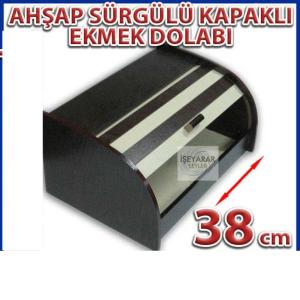 Ahşap Ekmek Dolabı Akordeon Sürgülü Kapak 38cm Eninde Kolay Açılan Kapaklı Mdf Ekmek Kutusu