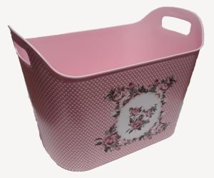 Pembe/Su Yeşili Çamaşır Selesi Çok Amaçlı Sepet 44x30x26cm 2 Kulplu Kaliteli Plastikten Üretim