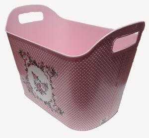 Pembe/Su Yeşili Çamaşır Selesi Çok Amaçlı Sepet 44x30x26cm 2 Kulplu Kaliteli Plastikten Üretim