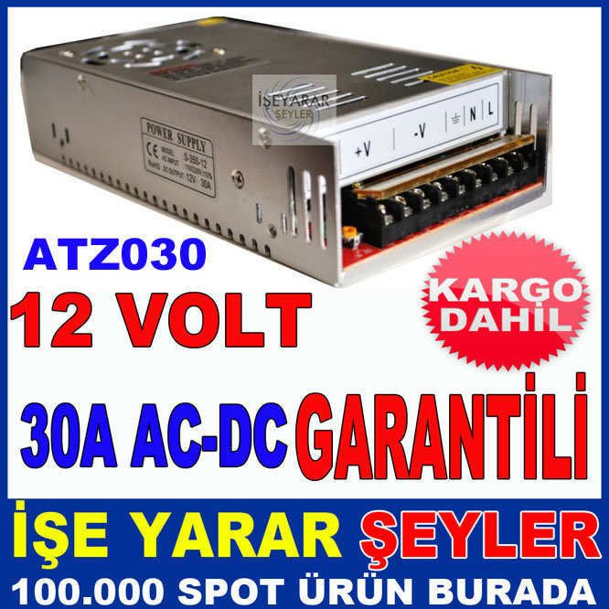 12V 30A AC-DC İÇ VE DIŞ MEKAN LED ADAPTÖRÜ KD