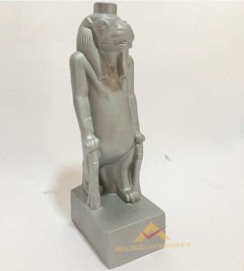 2'Li Set Porselen Kitap Dayama Standı Antik Mısır Dönemi Aslan Başlı Tanrıça Heykeli 23x9cm