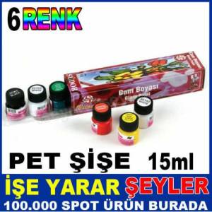 Cam Boyama Sanatı İçin Seti 6 Farklı Karışık Renk Boya Seti Südor 6lı Cam Boyası Seti 15ml Pet Şişe