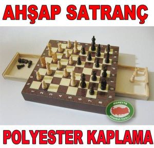 KAPLAMALI ve ÇEKMECELİ AHŞAP SATRANÇ TAKIMI 29cm