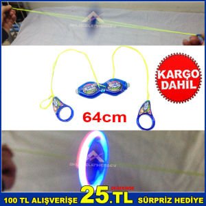 Elde Dönen Işıklı Stres Çarkı 64cm Uzunluğunda İpli Yoyo Açma-Kapama Tuşlu Eğlenceli -2
