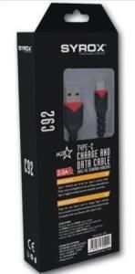 C92 Syrox 2 Amper Type-C Usb Hızlı Şarj Cihazve Şarj Kablosu Dayanıklı Örgü  Siyah
