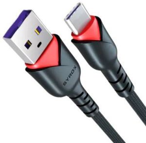 C92 Syrox 2 Amper Type-C Usb Hızlı Şarj Cihazve Şarj Kablosu Dayanıklı Örgü  Siyah