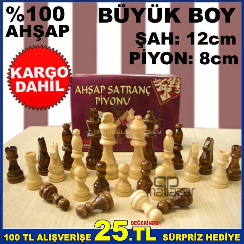 Jumbo boy ahşap satranç taşları BÜYÜK BOY %100 AHŞAP KALİTELİ SATRANÇ PİYON TAKIMI SATRANÇ TAŞI SETİ