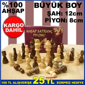 Jumbo boy ahşap satranç taşları BÜYÜK BOY %100 AHŞAP KALİTELİ SATRANÇ PİYON TAKIMI SATRANÇ TAŞI SETİ