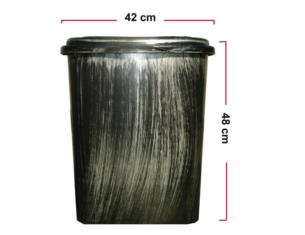 50x35x42 Gümüş Fırça Desenli Kirli Çamaşır Sepeti