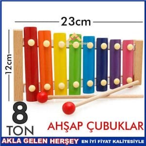 Orjinal ksilofon Çocuklar ve Büyükler İçin Eğitici Öğretici 8 Notalı Ahşap Ksilofon Vurmalı Çalgı