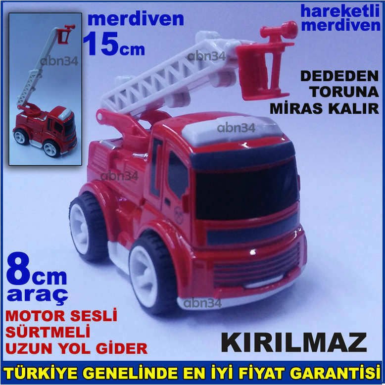 Merdivenli İtfaiye Arabası,Dededen Toruna Kırılmayan Oyuncak Serisi Sürtmeli İtfaiye Kamyonu