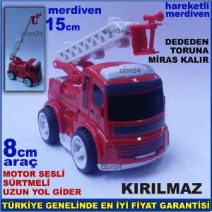 Merdivenli İtfaiye Arabası,Dededen Toruna Kırılmayan Oyuncak Serisi Sürtmeli İtfaiye Kamyonu