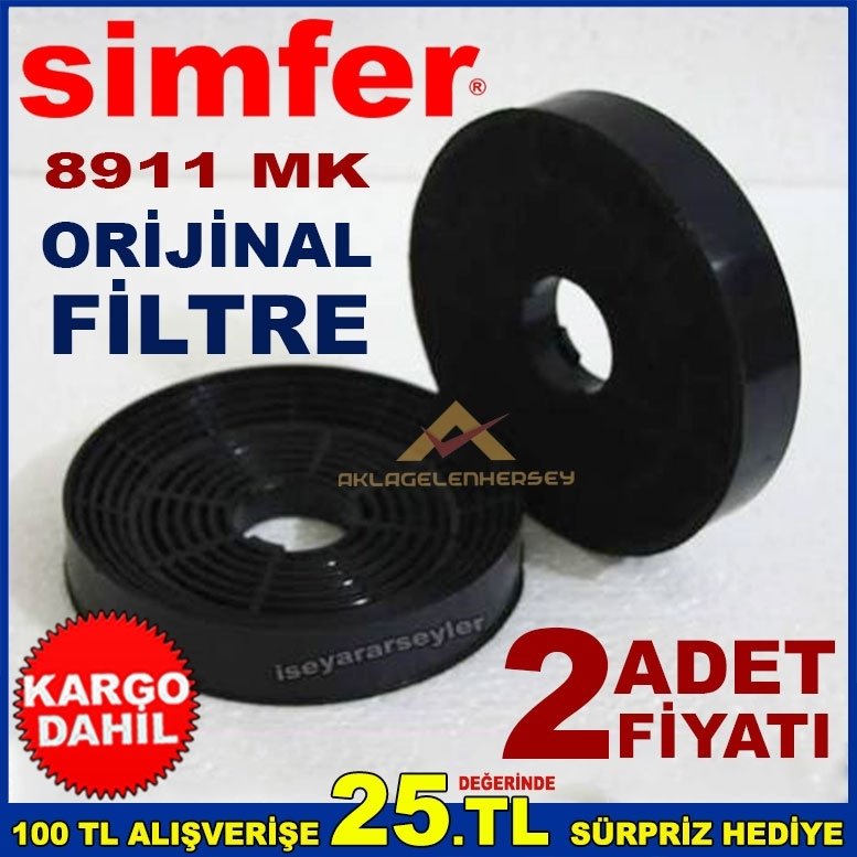 SIMFER 8911 MK ANKASTRE DAVLUMBAZ FİLTRE ASPİRATÖR KARBON FİLTRE
